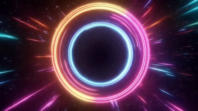 Colorful light tunnel with glowing energy beams