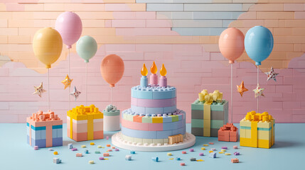 Naklejka premium Festive LEGO Balloons and Presents