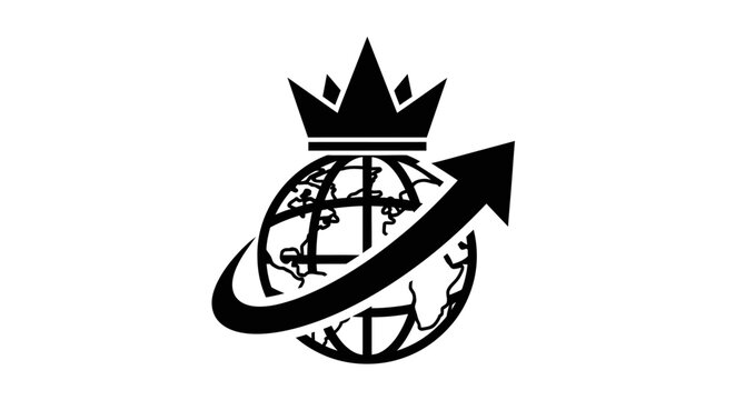 Black crowned globe with arrow.