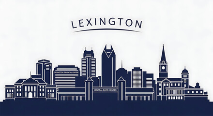 Obraz premium Lexington city skyline with financial center and central bank