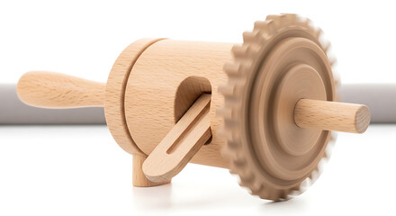 Wooden Gear Mechanism and Ratchet Toy, Kinetic Educational Model for Physics and Engineering