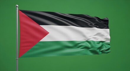 Obraz premium A flag with black, white, and green colors and a red triangle