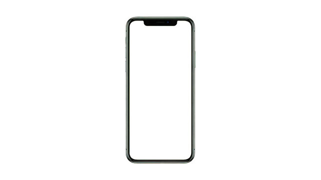 Modern smartphone mockup with green chroma key background for editing and customization purposes