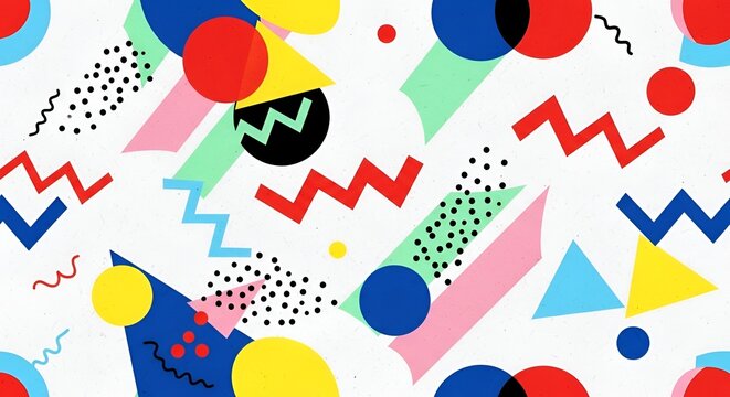 Vibrant geometric shapes colorful pattern background.