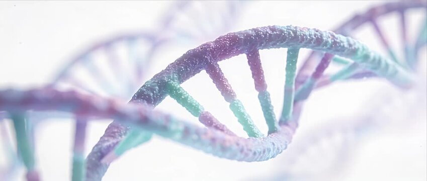 Abstract dna molecule helix nanotechnology biology science genetic strand medical research background pastel color spiral pattern genome biotechnology concept