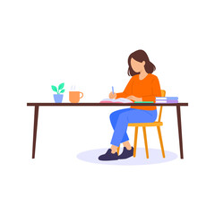 Fototapeta premium Journaling Inspiration, writing thoughts to inspire daily growth, Flat vector character illustration