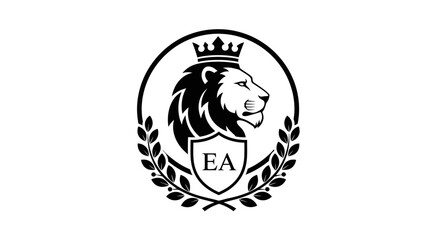 Lion head with crown and shield. © yanto