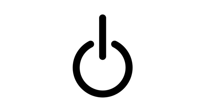 Power button symbol on screen.