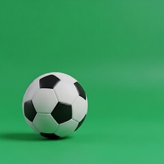 A soccer ball on green background