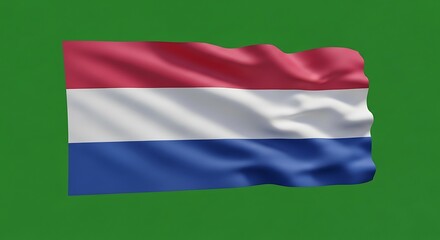Obraz premium A red, white, and blue horizontal tricolor flag on green
