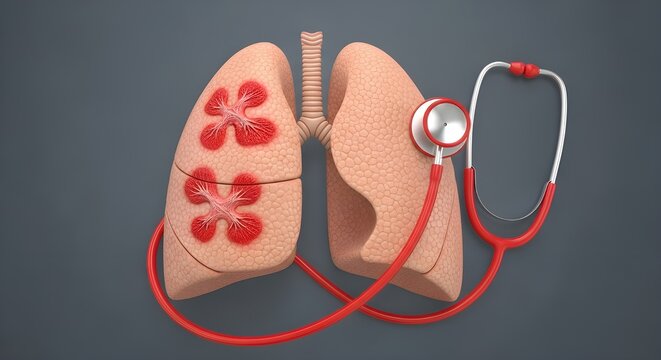 Medical Concept Showing Diseased Lungs and Stethoscope for Tuberculosis TBC Prevention and Healthcare Campaign