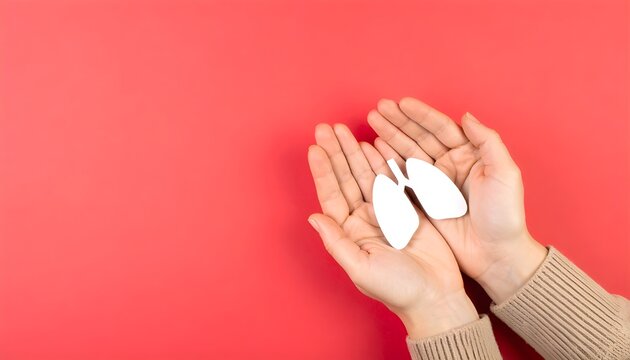 Human hands holding a white lung model symbolizing tuberculosis awareness and medical care for tbc