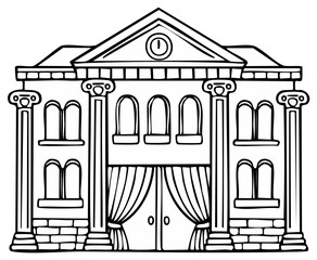 Obraz premium Classical Building Facade with Columns Arched Windows and Grand Entrance