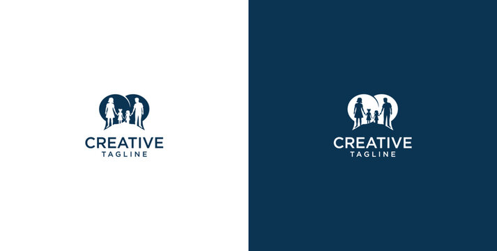 unity human logo and chat bubble logo vector icon