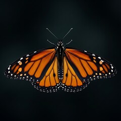A vibrant orange butterfly with black and white details