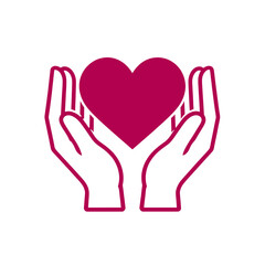 Obraz premium Hands Holding Heart Symbol UI Icon for App Interface