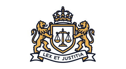 Coat of Arms with Scales of Justice and Lions.
