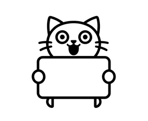 Outline Cat Holding Sign UI Icon for App Interface