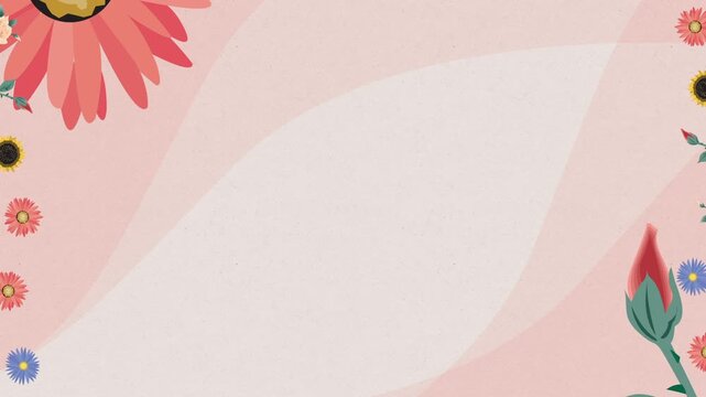 Floral and geometric patterned background with various flowers and copy space for versatility