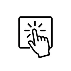 Fototapeta premium Outline Hand Touching Screen With Dots UI Icon for App UI