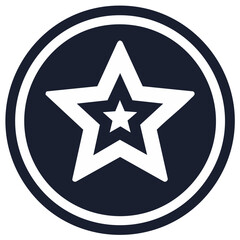 Obraz premium White Star Icon within Circle on Dark Blue Background. Star shapes.