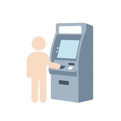 Person Using ATM Machine UI Icon for Financial Interface