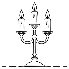Fototapeta premium Illustration of a candelabra with three burning candles
