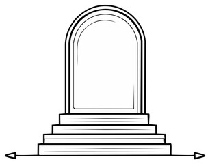 Fototapeta premium Minimalist graphic of a portal frame with steps, vector illustration