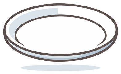 Clean white empty dinner plate in a simple cartoon vector illustration style