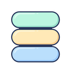 Obraz premium Three Horizontal Rounded Rectangles Layered UI Icon for Dashboard Interface