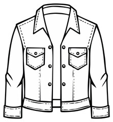 Naklejka premium Illustration of a denim jacket, flat design, front view, isolated.