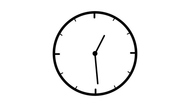 Simple black and white illustration of an analog clock showing approximately ten past two.
