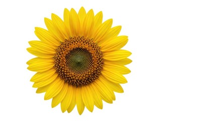 Fototapeta premium Iconic golden sunflower blooming with a complex spiral seed head and radiant yellow petals in a classic summer landscape style