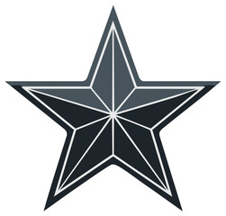 Fototapeta premium Stylish five-pointed star design with outlined vector shape in gray shades