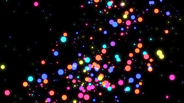Colorful vortex particle simulation on black background motion graphics. (loop)