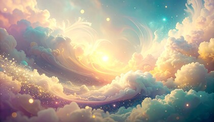 Fototapeta premium Soft pastel energy clouds swirling around a radiant core