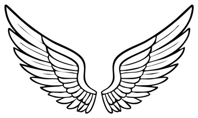 Fototapeta premium Stylized Angelic Wings Outline Drawing Symbol of Freedom and Spirituality
