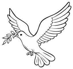Obraz premium White Dove Flying with Olive Branch Symbolizing Peace and Hope