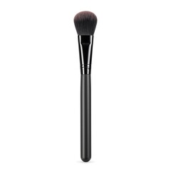 Black makeup brush with fluffy synthetic bristles isolated on clear background