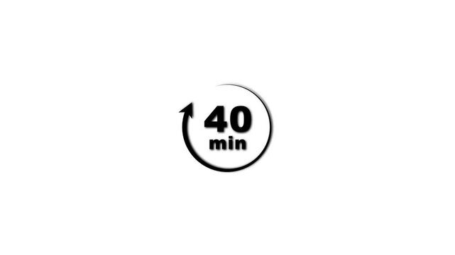 Timer 40 minutes countdown clock symbol black arrow circular timer