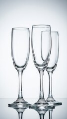 Elegant Champagne Flutes on Reflective Surface: Celebration, Toast, and Special Occasions