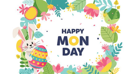 Fototapeta premium easter greeting card with eggs Written Mon day With good Design .