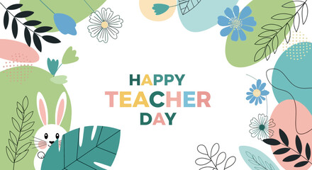 Obraz premium Greeting for teacher day card made of Easter name on Happy Teacher Day .