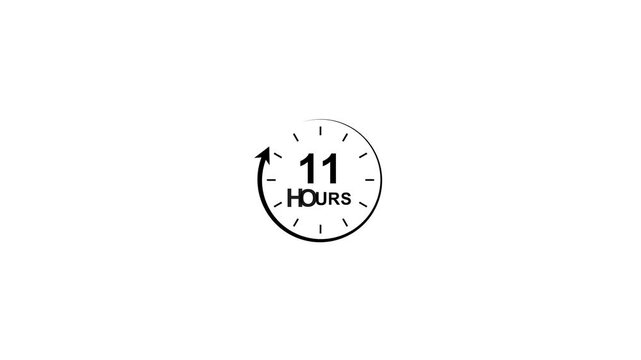Clock with 11 hours and arrow indicating time passage timer