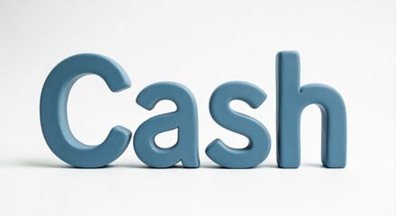 Word 'Cash' in Blue Letters on White Background Depicting Finance and Business Concepts