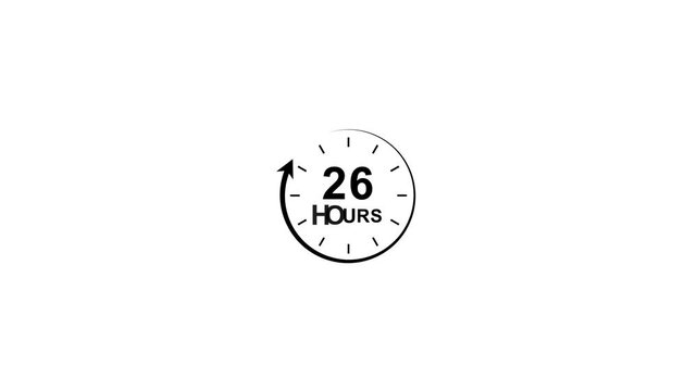 26 hours clock with circular arrow motion template timer countdown