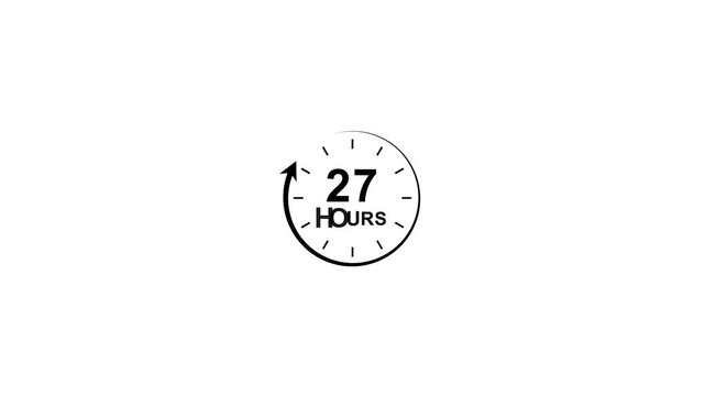 Clock with 27 hours on white background time concept minimalist white background simple