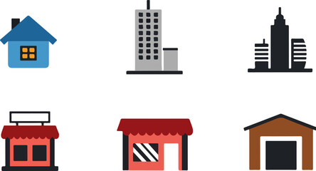 Fototapeta premium Set of 6 Building Icons Vector