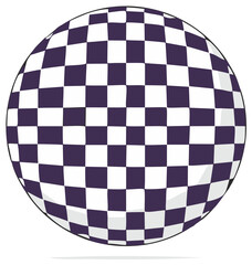 Purple and white checkerboard sphere vector illustration with a geometric pattern