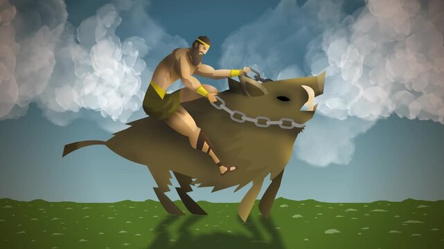 hercules taming the erymanthian boar